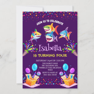 Carte Amusant ballon de requin arc-en-ciel fête d'annive