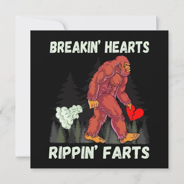 Carte Amusant Bigfoot Breakin Hearts Rippin Farts (Devant)