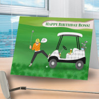 Amusant Boss Golfer Anniversaire Avec Bière Et Chi