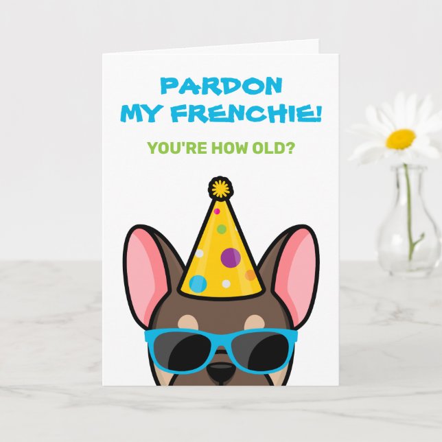 Carte Amusant Brown Tan French Bulldog Frenchie Annivers (Petite plante)