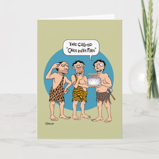 Carte Amusant Cavemen Anniversaire (Devant)