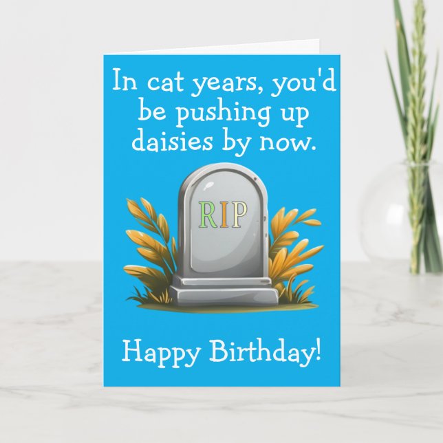Carte Amusant Chat Anniversaire Cadeau Humour foncé thèm (Devant)