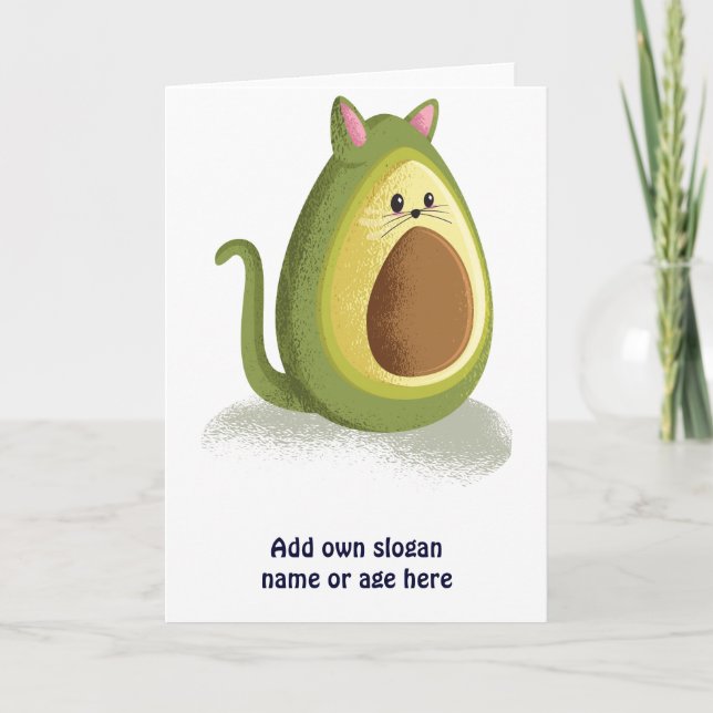 Carte Amusant chat Avocado mignon Ado graphique tendance (Devant)
