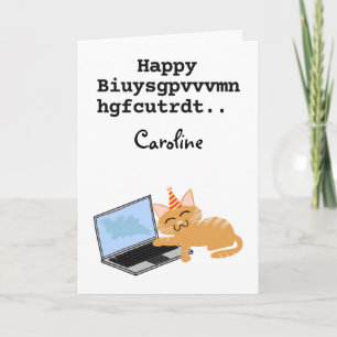 Carte Amusant chat gingembre Anniversaire sur ordinateur