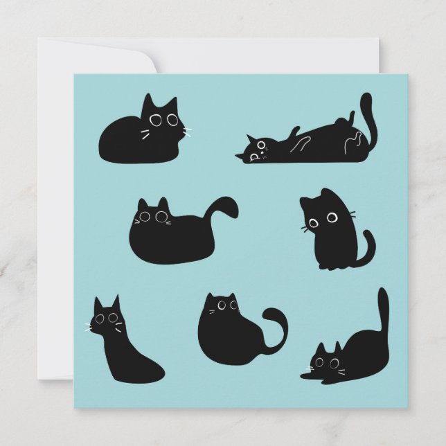 Carte Amusant Chats Noirs Anniversaire (Devant)