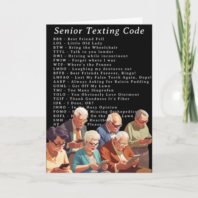 Carte Amusant Code de textos pour les aînés d'anniversai (Devant)
