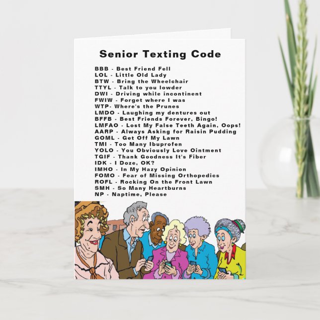 Carte Amusant Code de textos pour les aînés d'anniversai (Devant)