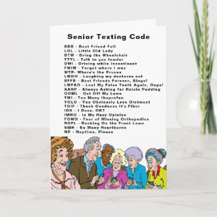 Carte Amusant Code de textos pour les aînés d'anniversai