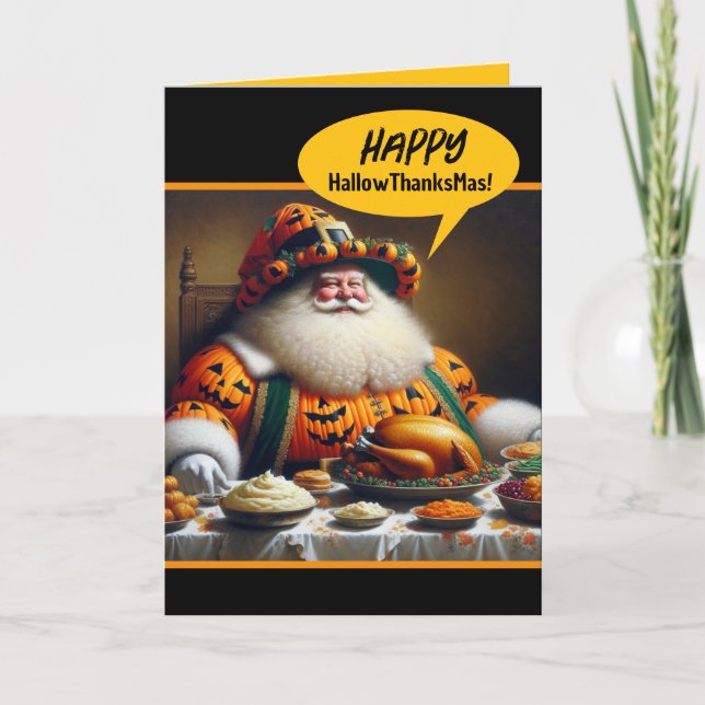 Carte Amusant Combo Halloween, Thanksgiving et Noël (Devant)