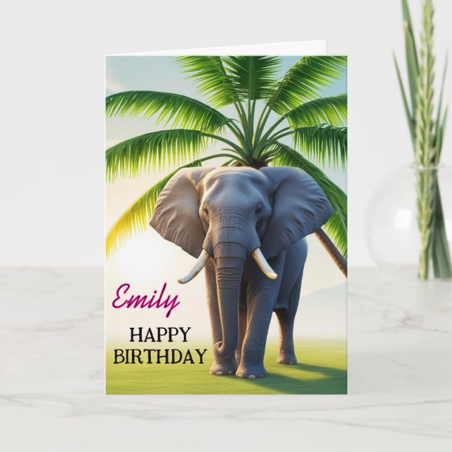 Carte Amusant éléphant Joyeux anniversaire (Devant)