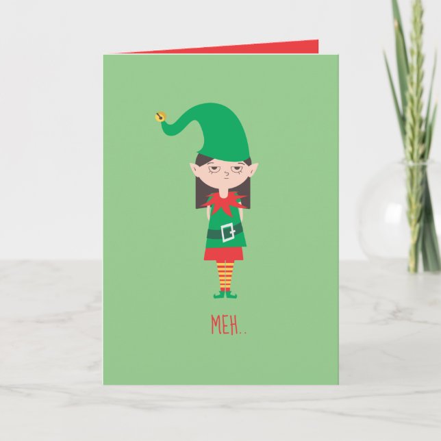 Carte Amusant Elf Fille de Noël (Devant)