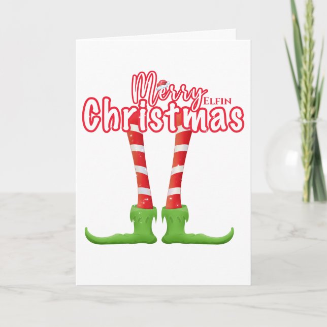 Carte Amusant elfe humour joyeux elfin Noël joli vacance (Devant)