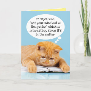 Carte Amusant esprit de chat est dans l'anniversaire de 