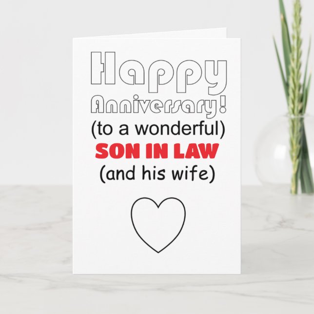 Carte Amusant gendre en droit et anniversaire de mariage (Devant)