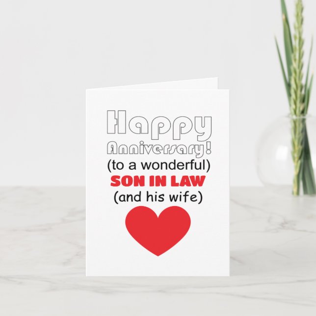 Carte Amusant gendre en droit et anniversaire de mariage (Devant)