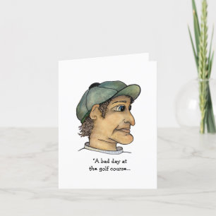 Carte Amusant Guy Contemplant Golf ou travail de bureau