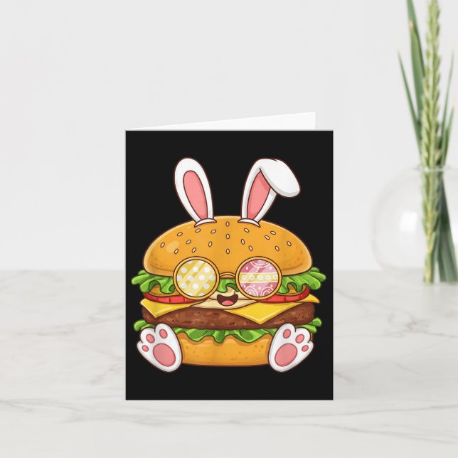 Carte Amusant Hamburger Bunny Oeuf de Pâques Fête de Pâq (Devant)