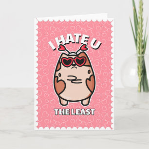 Carte Amusant Humour Chat anti-Valentin Coeurs roses