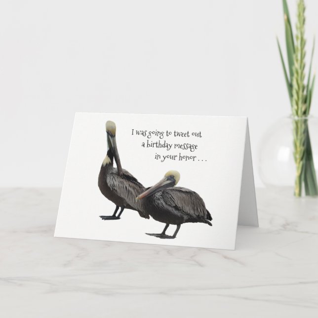 Carte Amusant Humour pélican Brown anniversaire Salutati (Devant)