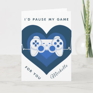 Carte Amusant Jeu Jeu Blue Heart Contrôleur & Nom Ca