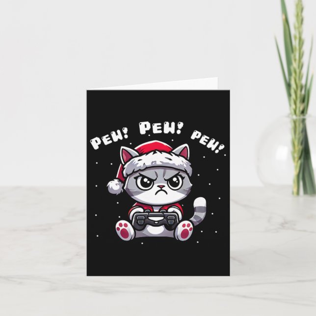 Carte Amusant Joueur de chat Pew Jeu vidéo de Noël Garço (Devant)