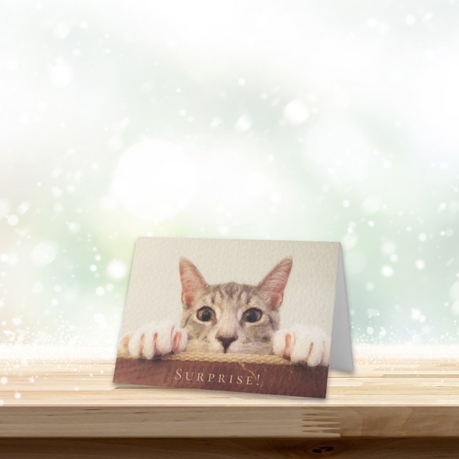 Carte Amusant Joyeux Anniversaire Chat Face Surprise (Créateur téléchargé)