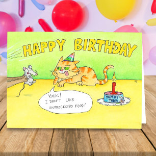 Carte Amusant Joyeux anniversaire Chat saluant