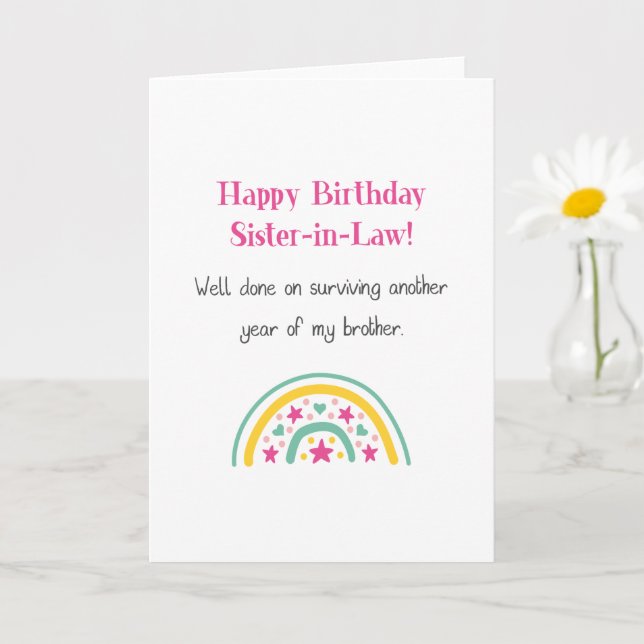 Carte Amusant Joyeux Anniversaire Soeur en Droit Anniver (Petite plante)