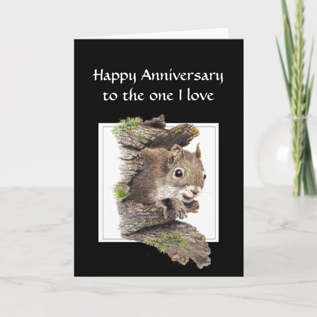 Carte Amusant Joyeux Anniversaire, Un J'aime Écureuil (Devant)