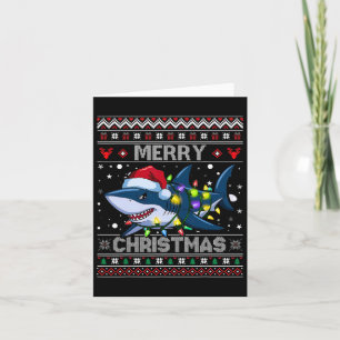 Carte Amusant Joyeux Vilain Requin de Noël Santa Hat Lum