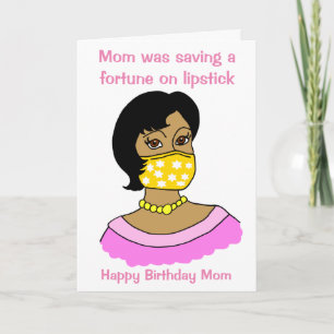 Carte Amusant Maman Masque Visage Lipstick Cheveux Noir 