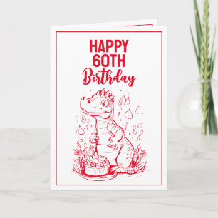 Carte Amusant Mari Trex Rouge & Blanc 60e anniversaire