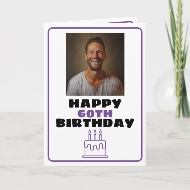 Carte Amusant marié photo violet et blanc Anniversaire (Devant)