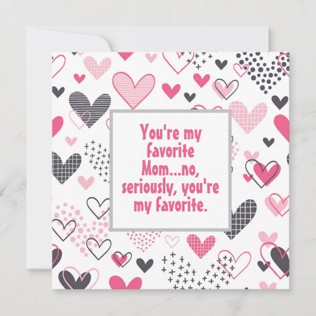 Carte Amusant Mon Favori Maman Motif de coeur (Devant)