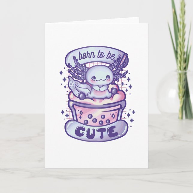Carte Amusant Né pour être mignon Axolotl Enfants Cadeau (Devant)