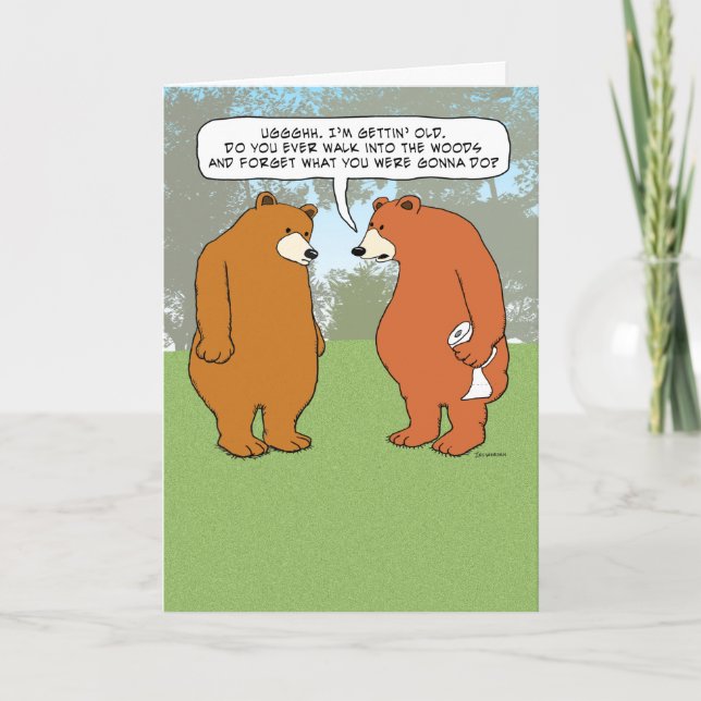 Carte Amusant Ours oublieux à Woods Anniversaire (Devant)