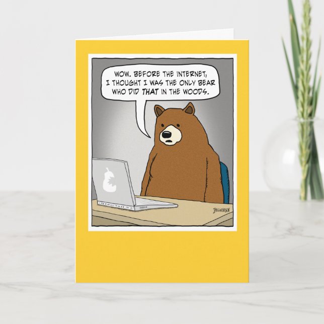 Carte Amusant ours surfer sur Internet (Devant)