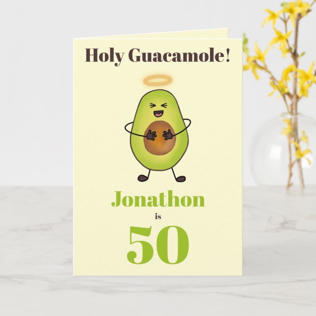 Carte Amusant pun d'avocat mexicain 50e (Fleur jaune)