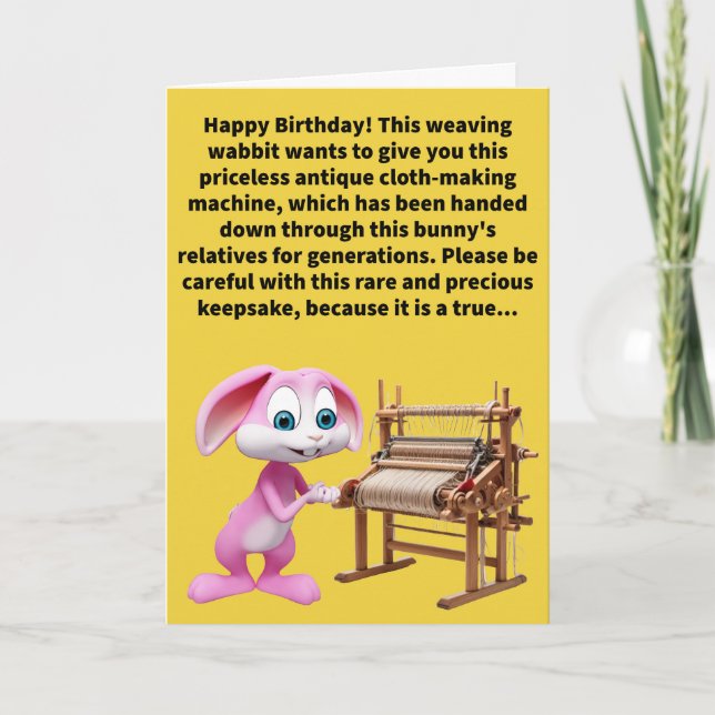 Carte Amusant Pun Famille Hare Loom Joyeux anniversaire (Devant)