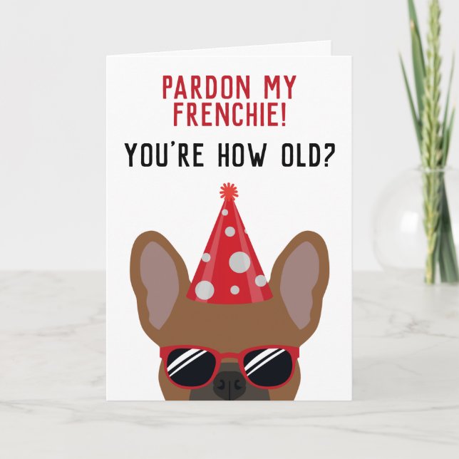 Carte Amusant Red Fawn French Bulldog Anniversaire (Devant)