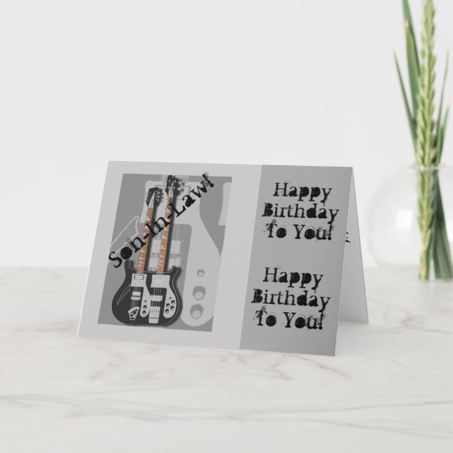 Carte Amusant, salut d'anniversaire pour un gendre, guit (Devant)