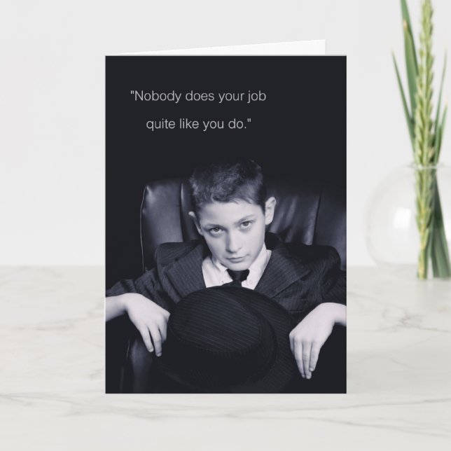 Carte Amusant Va Bien Bientôt Pour Coworker Boy En Costu (Devant)