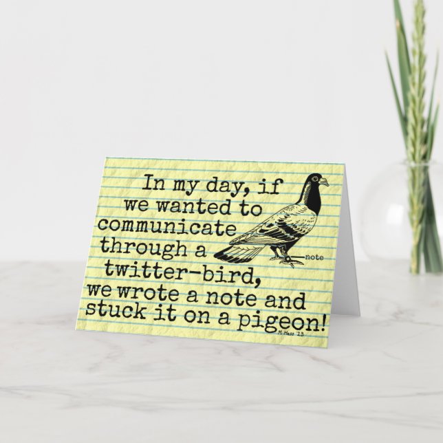 Carte Amusant Vieux âge Twitter Bird Pigeon (Devant)