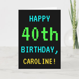 Carte Amusant Vintage / Retro Jeu vidéo Look 40e anniver
