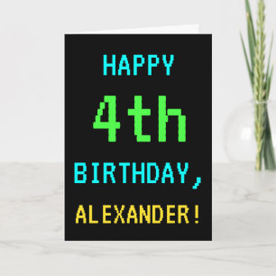 Carte Amusant Vintage/Retro Jeu vidéo Look 4e anniversai