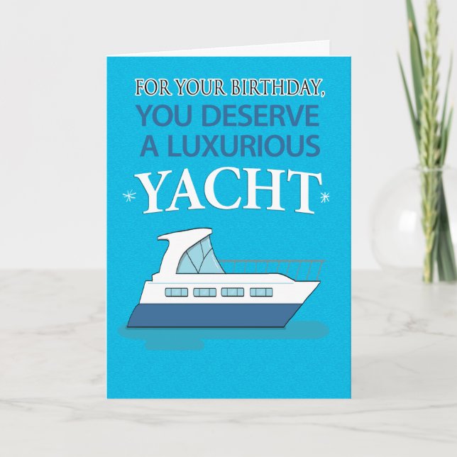 Carte Amusant Yacht Luxueux Petit Dinghday Anniversaire (Devant)