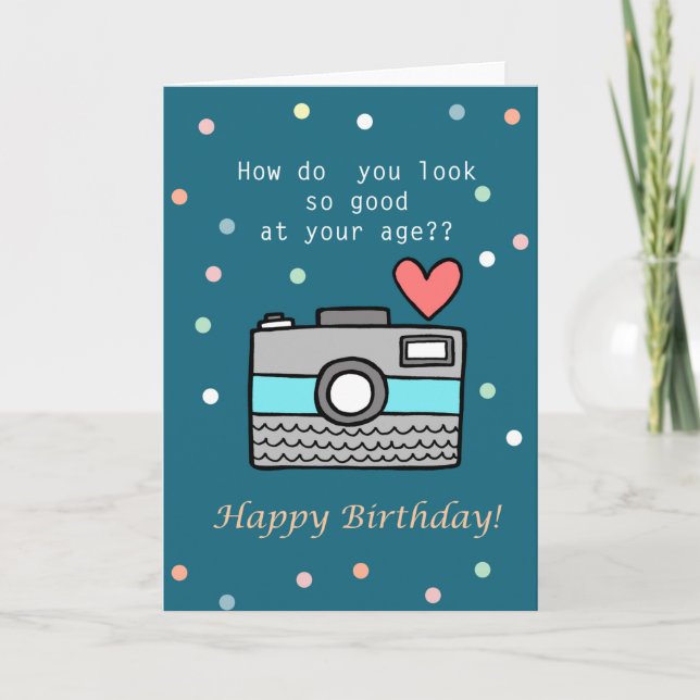 Carte Amusante Anniversaire mignonne Caméra photographe  (Devant)