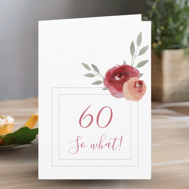 Carte Amusante aquarelle moderne Floral 60e anniversaire (Créateur téléchargé)