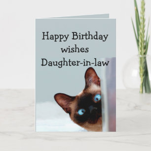 Carte Amusante belle-fille Souhaits d'anniversaire chat 