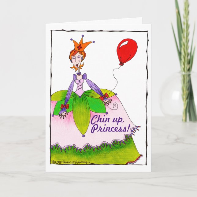 Carte Amusante Cute Chin Up Princess Cheer Up Encouragem (Devant)